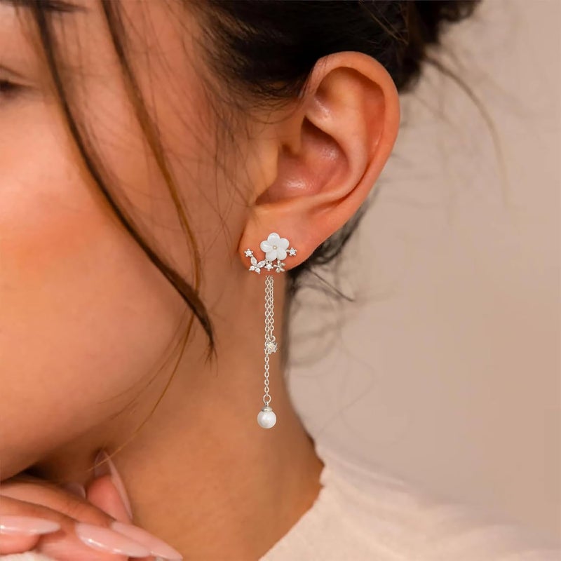 SELFROSE Store Gold Dangle Earrings for Women,Prom Jewelry Dainty Earring 14K Gold Plated Drop Earrings for Women Trendy Hypoallergenic CZ Dangling Earring - Image 5
